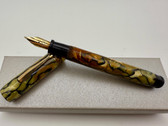 VINTAGE CHILTON 78 WINGFLOW BLACK VEIN PEARL OVERSIZE FOUNTAIN PEN F 14K FLEX