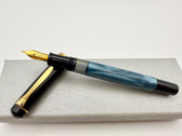 EARLY PELIKAN M200 W GERMANY FOUNTAIN PEN BLUE MARBLE M NIB