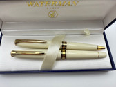 WATERMAN CHARLESTON IVORY FOUNTAIN PEN & BALLPOINT SET M 18K NIB