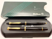 PELIKAN M600 OLD SIZE/STYLE FOUNTAIN PEN & BALLPOINT SET 18K GOLD FINE FLEXIBLE NIB