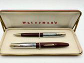 WATERMAN LADY TAPERITE FOUNTAIN PEN & PENCIL SET BURGUNDY F 14K