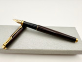 PARKER 75 THUYA BROWN LACQUER FOUNTAIN PEN M 14K