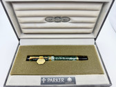 PARKER DUOFOLD INTERNATIONAL GREEN MARBLE FOUNTAIN PEN NEW IN BOX F 18K