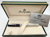 MONTEGRAPPA 300 SERIES STERLING FOUNTAIN PEN BLUE MARBLE M 18K IN BOX