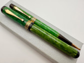 RARE WATERMAN PATRICIAN EMERALD GREEN JADE FOUNTAIN PEN & PENCIL SET F 14K FLEX
