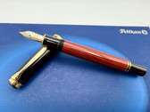 PELIKAN SOUVERAN M800 BLACK RED FOUNTAIN PEN F 18K