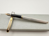 WATERMAN CF LINED CHROME FOUNTAIN PEN M 18K