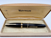 WATERMAN HUNDRED YEAR OVERSIZE BLACK FOUNTAIN PEN IN BOX F 14K SLIGHT FLEX
