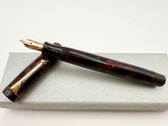 PARKER SNR STREAMLINE DUOFOLD BURGUNDY MARBLE FOUNTAIN PEN F 14K EXCELLENT 