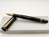 PARKER DUOFOLD INTERNATIONAL BLACK GOLD FOUNTAIN PEN M 18K