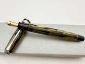 PARKER DUOFOLD GEOMETRIC TOOTHBRUSH GREEN MARBLE FOUNTAIN PEN EF 14K
