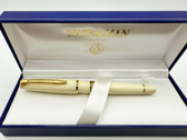 WATERMAN CHARLESTON WHITE IVORY FOUNTAIN PEN M 18K IN BOX