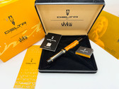 DELTA DOLCEVITA FEDERICO OVERSIZE BLACK ORANGE FOUNTAIN PEN B 14K