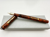 RARE WATERMAN 7 RED RIPPLE BLACK COLORBAND FOUNTAIN PEN F PINK KEYHOLE BUTTER FLEX