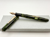 WAHL EVERSHARP DORIC GREEN MARBLE FOUNTAIN PEN #3 ADJUSTABLE NIB EXCELLENT 