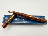 WATERMAN CANADA 7 RED RIPPLE BLUE COLORBAND FOUNTAIN PEN #7 B 14K BLUE KEYHOLE NIB