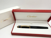 CARTIER DIABOLO FULL SIZE ROLLERBALL PEN NOIR GOLD TRIM