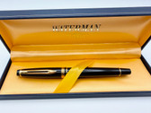 WATERMAN EXPERT FOUNTAIN PEN BLACK GOLD TRIM FINE NIB