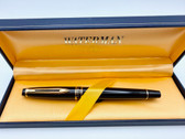 WATERMAN EXPERT FOUNTAIN PEN BLACK GOLD TRIM MEDIUM NIB