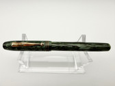 SWAN SELF FILLING GREEN STRIATED FOUNTAIN PEN EF 14K FLEX