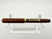 WATERMAN 52 1/2V RING TOP RED RIPPLE FOUNTAIN PEN F 14K BUTTER FLEX