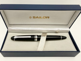 SAILOR 1911L LARGE BLACK SILVER TRIM FOUNTAIN PEN MUSIC 21K