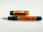 BEXLEY PROMETHEUS OVERSIZE BROWN ORANGE MARBLE FOUNTAIN PEN STUB 18K