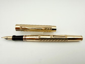 SUPERITE GOLD FILLED CHASED FOUNTAIN PEN F 14K WET NOODLE FLEX NIB