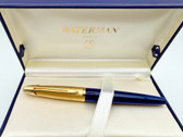 WATERMAN EDSON SAPPHIRE BLUE FOUNTAIN PEN M 18K W BLUE CONVERTER