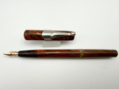 NEW LINCOLN #103 MOTTLED HARD RUBBER FOUNTAIN PEN F 14K BUTTER FLEX