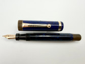 PARKER DUOFOLD JUNIOR LAPIS BLUE FOUNTAIN PEN M 14K FLEX NIB