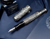 AURORA 1997 LE BENVENUTO CELLINI STERLING SILVER FOUNTAIN PEN M 18K