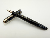 PARKER DUOVAC JR SPEEDLINE FILLER BLUE BLACK STRIATED FOUNTAIN PEN EF 14K