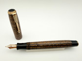 PARKER VACUMATIC GOLDEN WEB DOUBLE JEWEL FOUNTAIN PEN LOCKDOWN FILLER F 14K