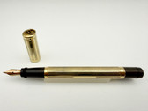 LARGE NO NAME 18K GOLD PLATED SAFETY FOUNTAIN PEN F 14K FLEX