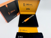 1998 DELTA DOLCEVITA TERRACOTTA ORANGE BLACK RESIN STERLING TRIM ROLLERBALL PEN