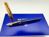 WATERMAN EDSON SAPPHIRE BLUE FOUNTAIN PEN EF 18K W BLUE CONVERTER
