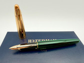 WATERMAN EDSON EMERALD GREEN FOUNTAIN PEN F 18K W GREEN CONVERTER