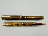 WATERMAN LADY PATRICIAN ONYX FOUNTAIN PEN & PENCIL SET F 14K BUTTER FLEX