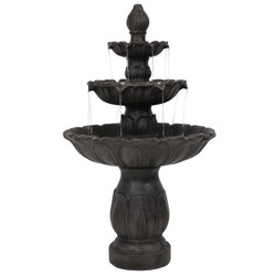Classic Tulip 3-Tier Fountain by Sunnydaze Decor - Dark Brown Finish