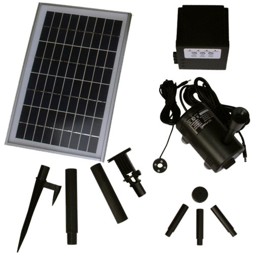 Sunnydaze Solar Pump and Solar Panel Kit With Battery Pack, LED Light