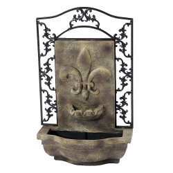 Sunnydaze French Lily Solar Only Outdoor Wall Fountain - Florentine Stone