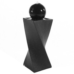Sunnydaze Black Ball Solar with Battery Backup Outdoor Water Fountain with LED Light, Includes Battery Pack