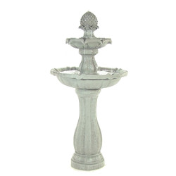 Sunnydaze 2-Tier Arcade Solar with Battery Backup Water Fountain with LED Light - Outdoor Water Feature with Rechargeable Solar Battery - White - 45-Inch