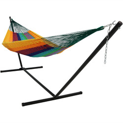 Sunnydaze Thick Cord XXL Hammock with Stand -MultiColor