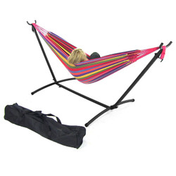 Sunnydaze Cotton Double Brazilian Hammock & Stand Combos- Tropical Sunset