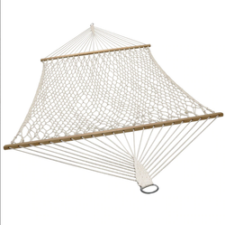 Sunnydaze Cotton Double Wide Rope Hammock with Wood Spreaders