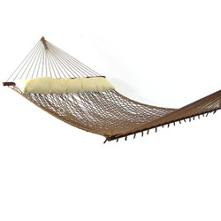 Sunnydaze Polyester Rope Hammock with Pillow-Brown