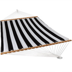 Sunnydaze Black and White Quilted Double Fabric Hammock w/ Spreader Bar