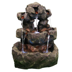 Layered Rock Waterfall Outdoor Fountain w/ LED Lights by Sunnydaze Decor